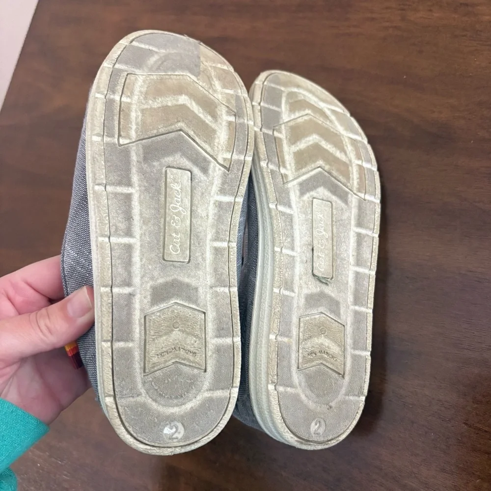 Cat & Jack Boys Size 2 Shoes Hey Dude Like Slip On Loafer Grey Blue school